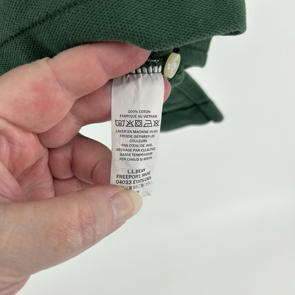 LL Bean Premium Double L Polo Mens L Green Pique Traditional Fit Preppy - Picture 4 of 7